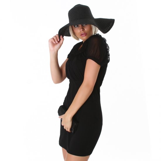 Black Mini Dress with Collar - Size M/L - Click Image to Close
