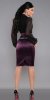 High Waisted Pencil Skirt with Buttons & Belt - Purple (L)