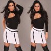 Fabric Mini Skirt with Piping & Belt - White - Size 10
