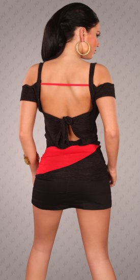 Ladies Two-Tone Top with Waffle & Snake Buckles - Red - Click Image to Close