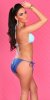Two-Toned Halter Neck String Bikini with Print - Blue - Size M