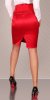 Cotton Blend Pencil Skirt with Piping & Belt - Red - Size L