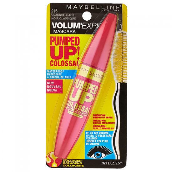 Maybelline Volum' Express Pumped Up Waterproof Mascara - 216 Classic Black - Click Image to Close