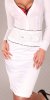 Cotton Blend Pencil Skirt with Piping & Belt - White - Size S