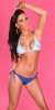 Two-Toned Halter Neck String Bikini with Print - Blue - Size M