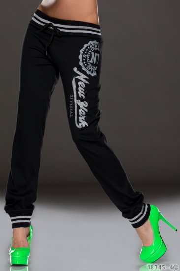 New York Cotton Sweat Pants - Black/Grey - Size S - Click Image to Close