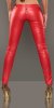 Leather Look Skinny Leg Pants with Zips & Studs - Red - Size M