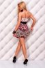 Strapless Pink & Chocolate Print Summer Dress with Belt Size S/M