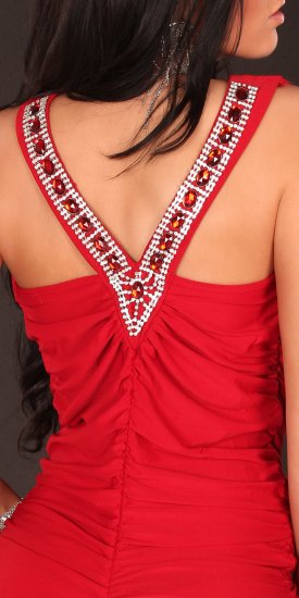 Party Dress with Jewelled Back - Red - Click Image to Close