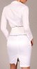 Cotton Blend Pencil Skirt with Piping & Belt - White - Size S