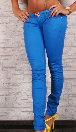 Americana Blue Skinny Leg Jeans with Flag & Belt - Size XS - Click Image to Close